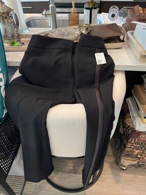 Women’s new black straight leg pants tuxedo stripe down sides